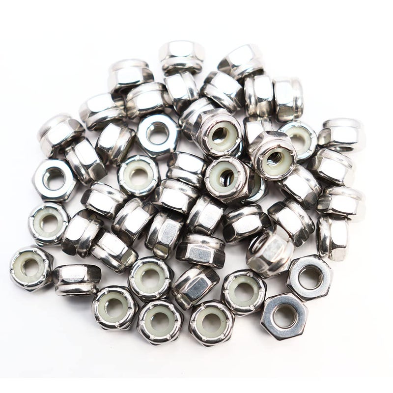 STORMCUBE #10-24 Nylon Insert Hex Lock Nuts 50 Pack 304 Stainless Steel Self-Locking Nylon Lock Nuts Plain Finish for Industrial Construction Fasteners - Image 1